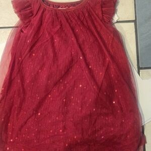 Girls red tulle dress with sequins 5T